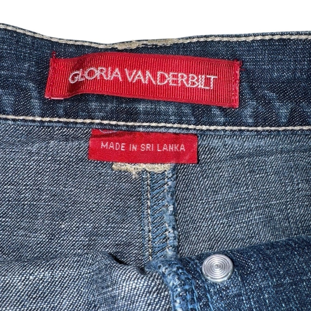 Y2K Gloria Vanderbilt Denim Skirt Size 12 Blue Button Front Raw Hem VTG - Picture 4 of 7